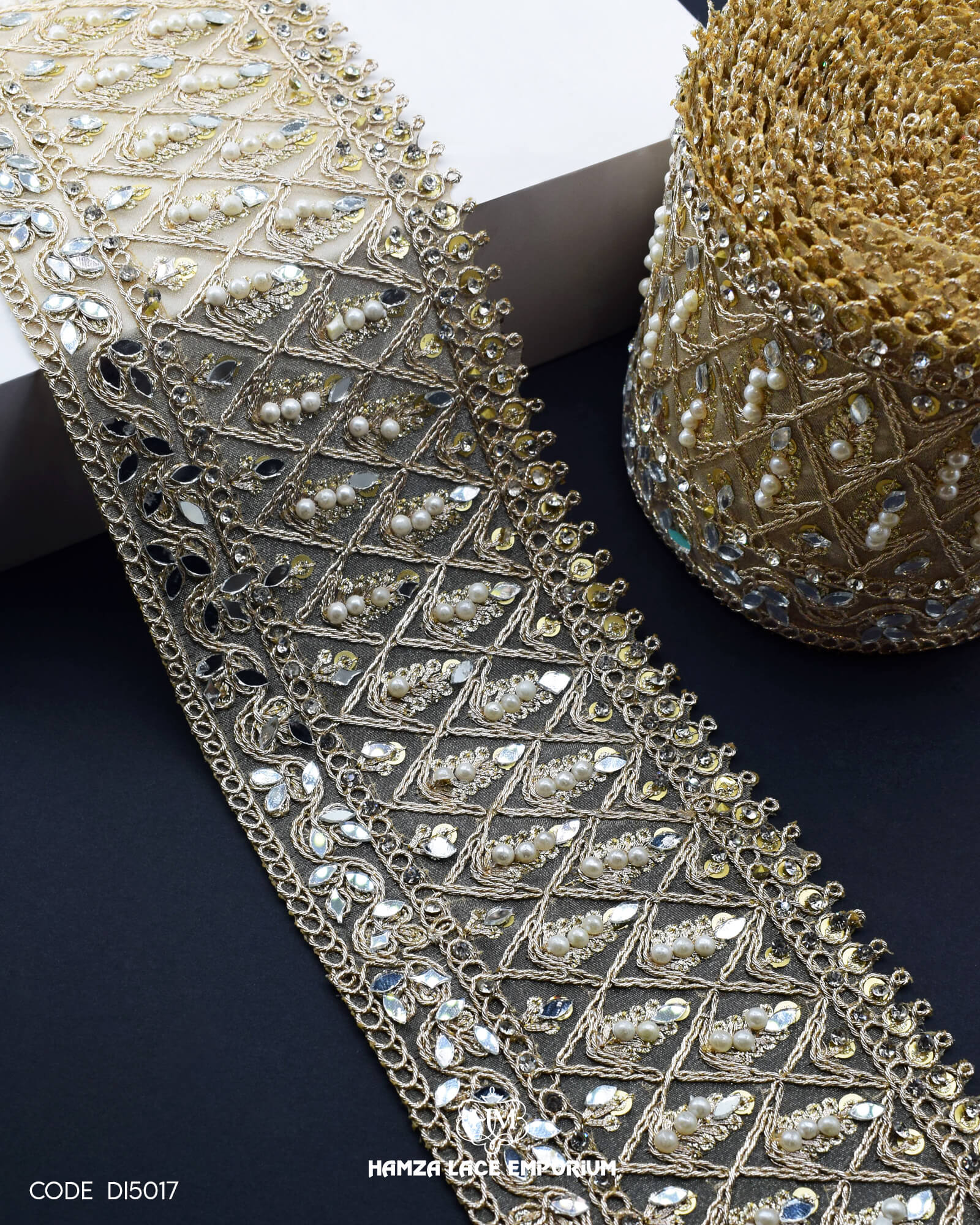 Stone Work Fancy Lace DI5017 Hamza Lace Stone Work Fancy Lace DI5017 Hamza Lace