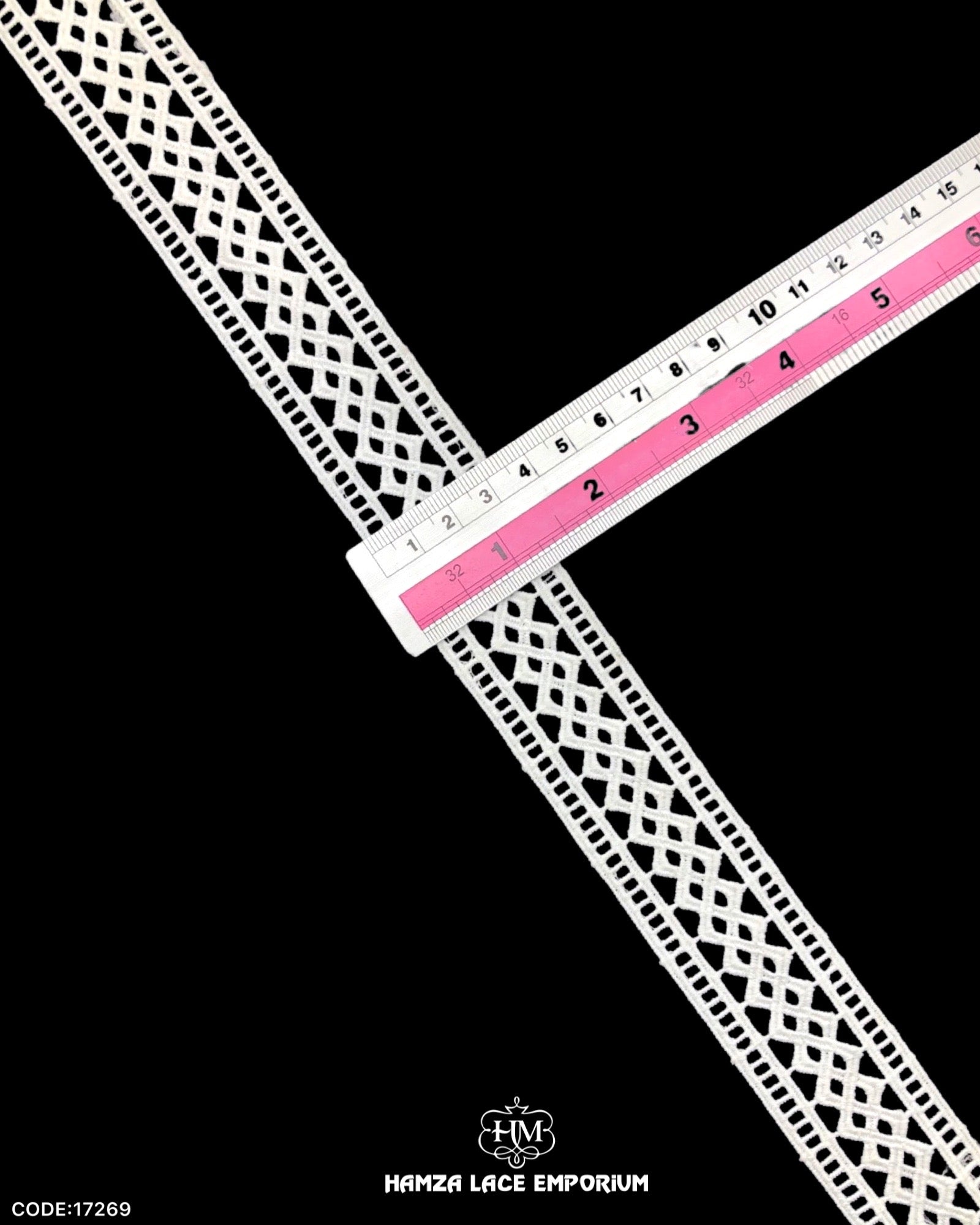 'Center Filling Lace 17269' displayed with a ruler to indicate its width as '1.5' inches.
