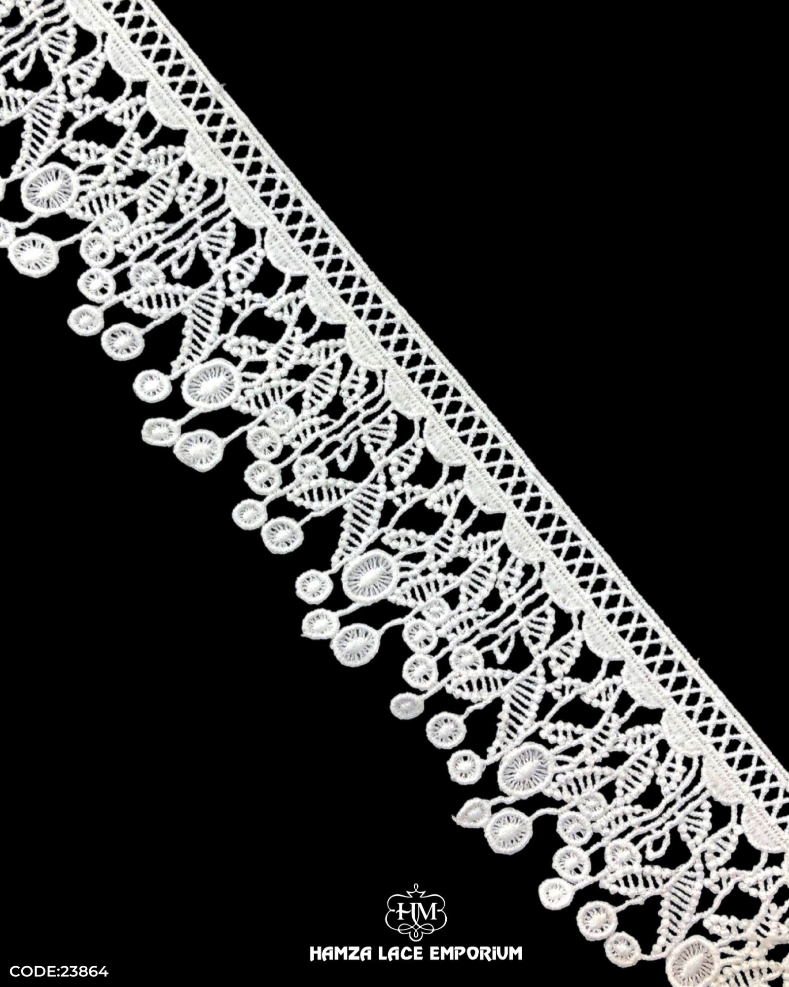 'Edging Flower Design Lace 23864' with the name 'Hamza Lace' written at the bottom