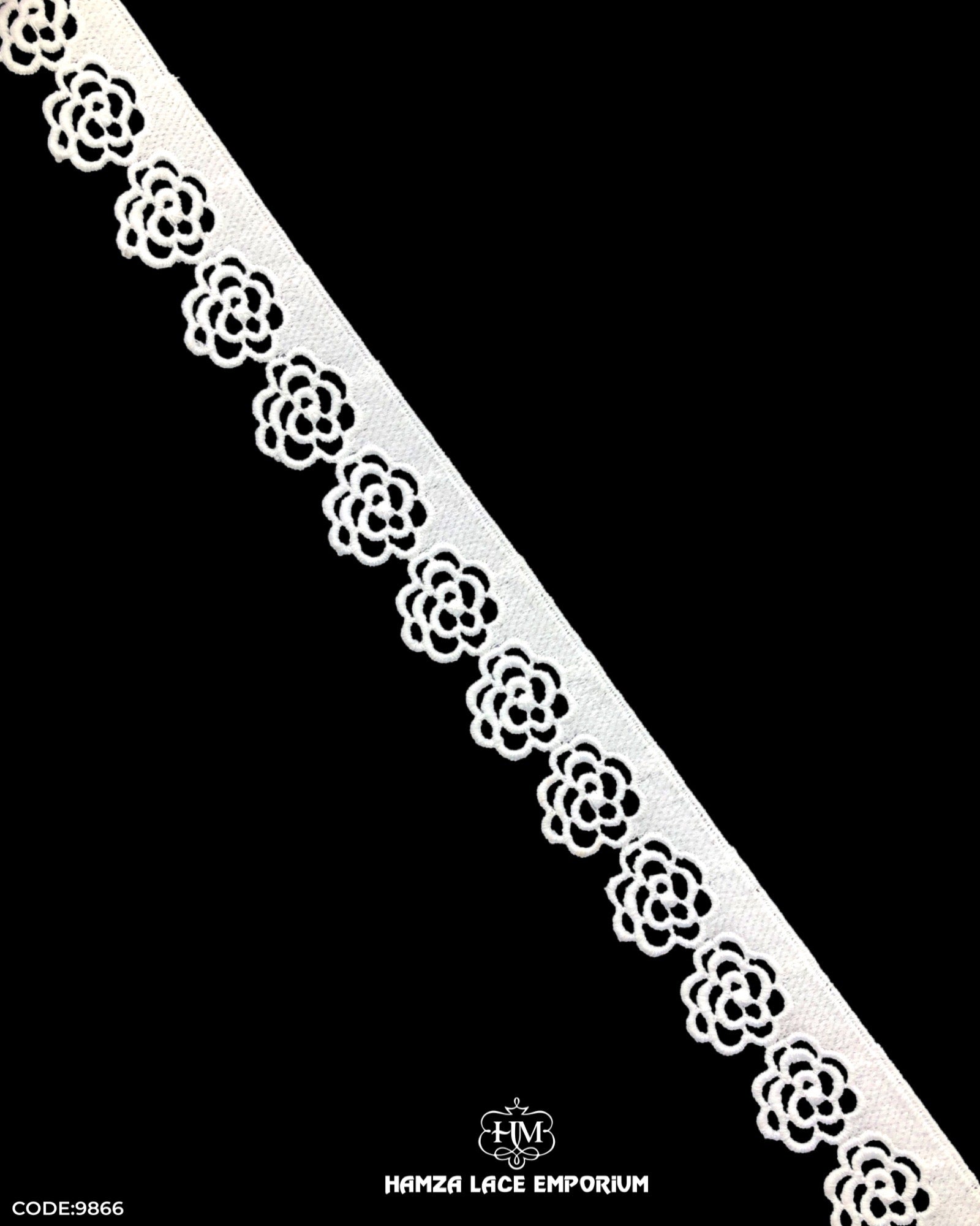 'Edging Flower Design Lace 9866' with 'Hamza Lace' Sign at the bottom
