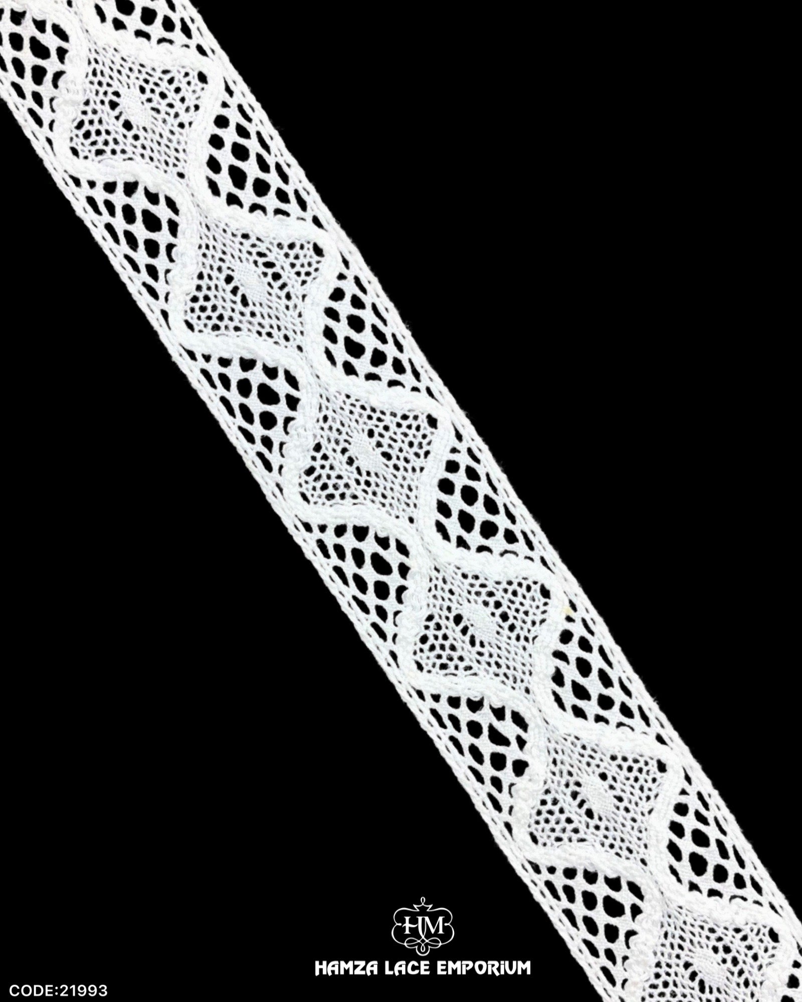 Close-up view of the Center Filling Lace 21993 in white color
