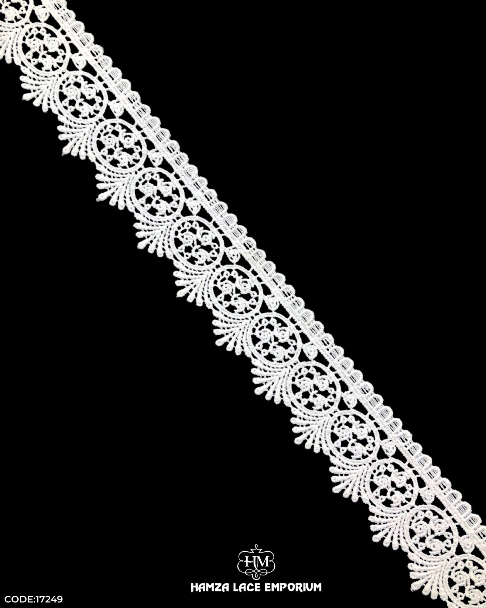 'Edging Flower Design Lace 17249' with the name 'Hamza Lace' written at the bottom