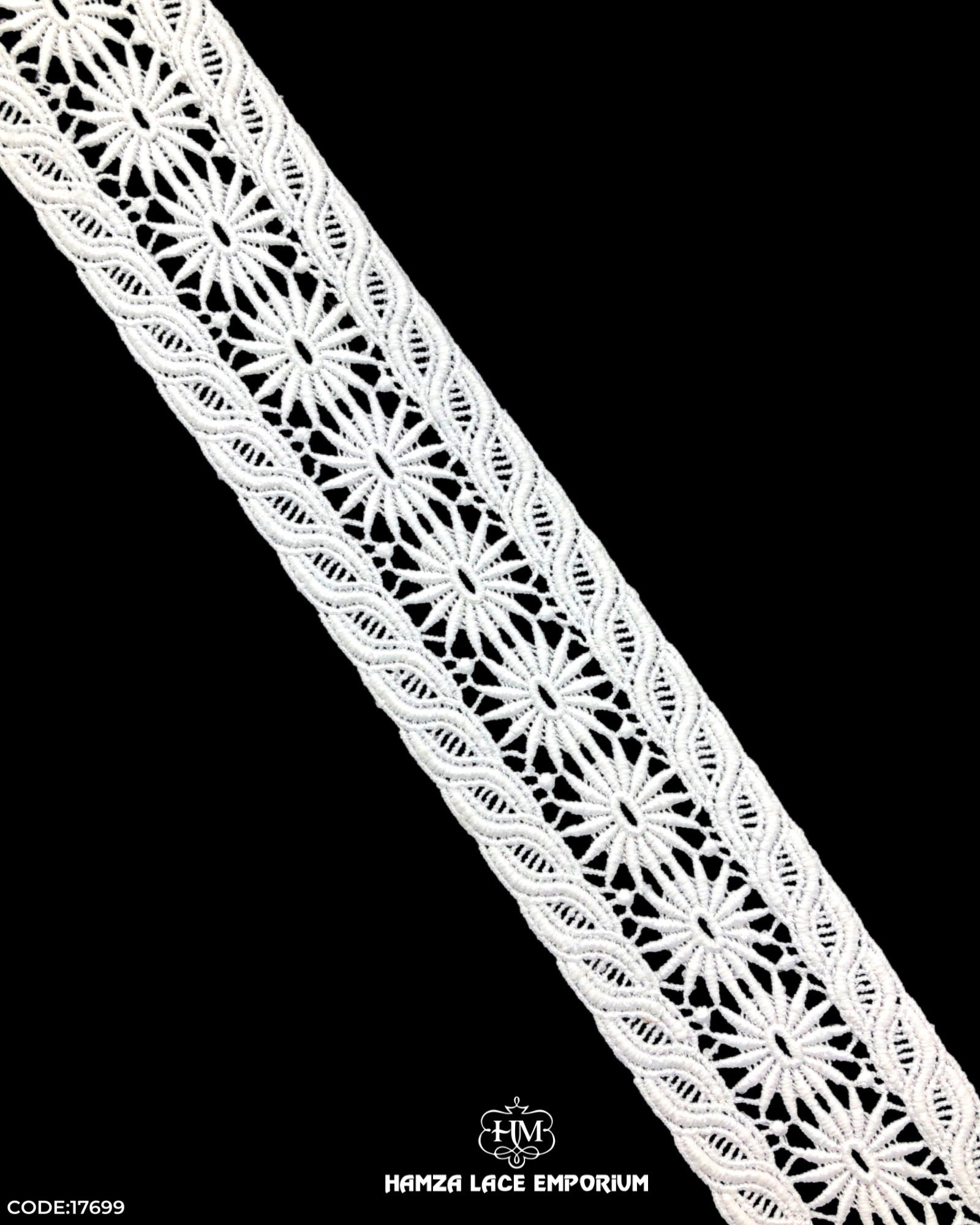 'Center Filling Design Lace 17699' with 'Hamza Lace' Sign at the bottom