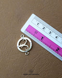 'Round Shape Button 137FBC' with a ruler placed alongside it to showcase the size.