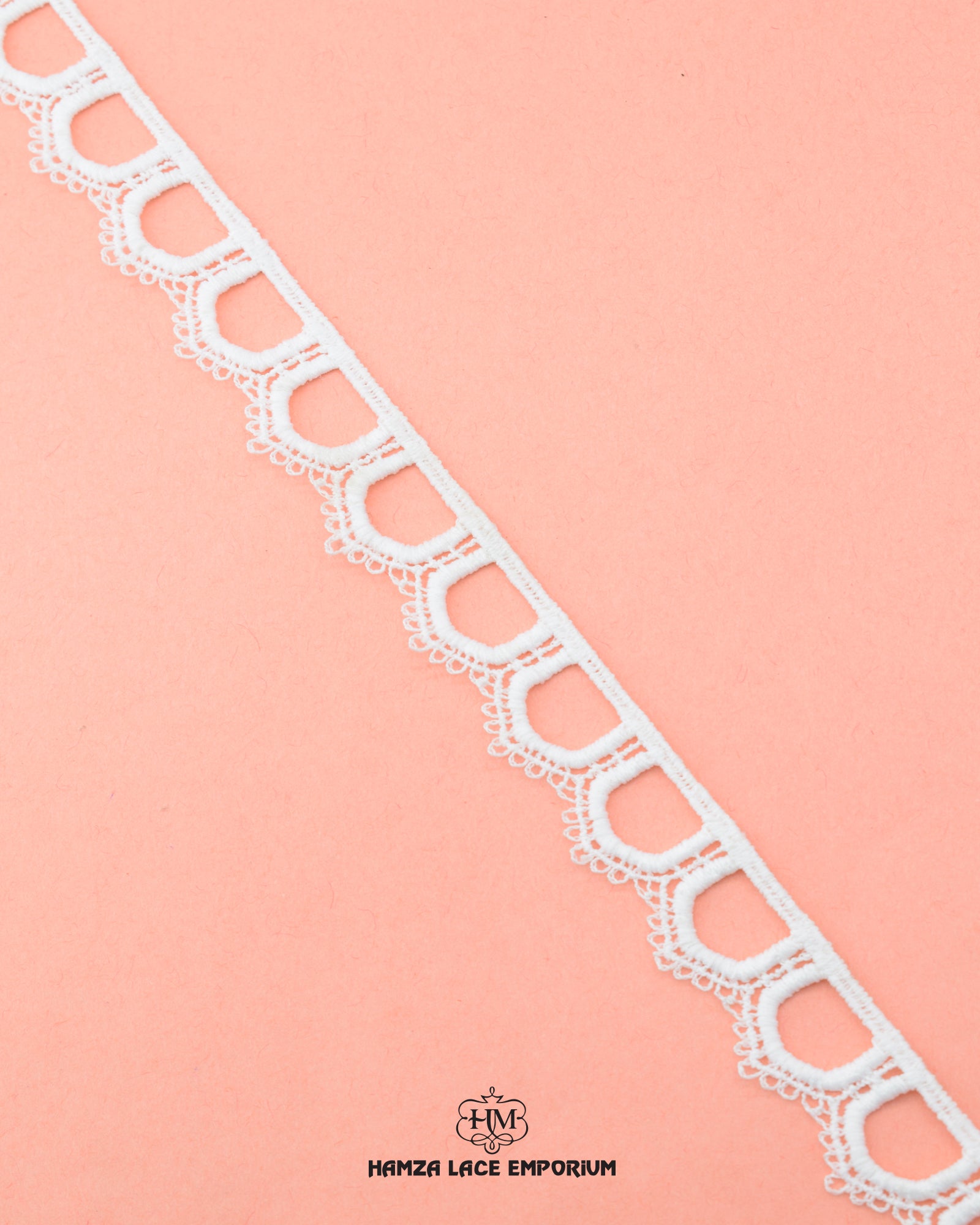 The white 'Edging Loop Lace 1500' with the 'Hamza Lace Emporium' sign and logo