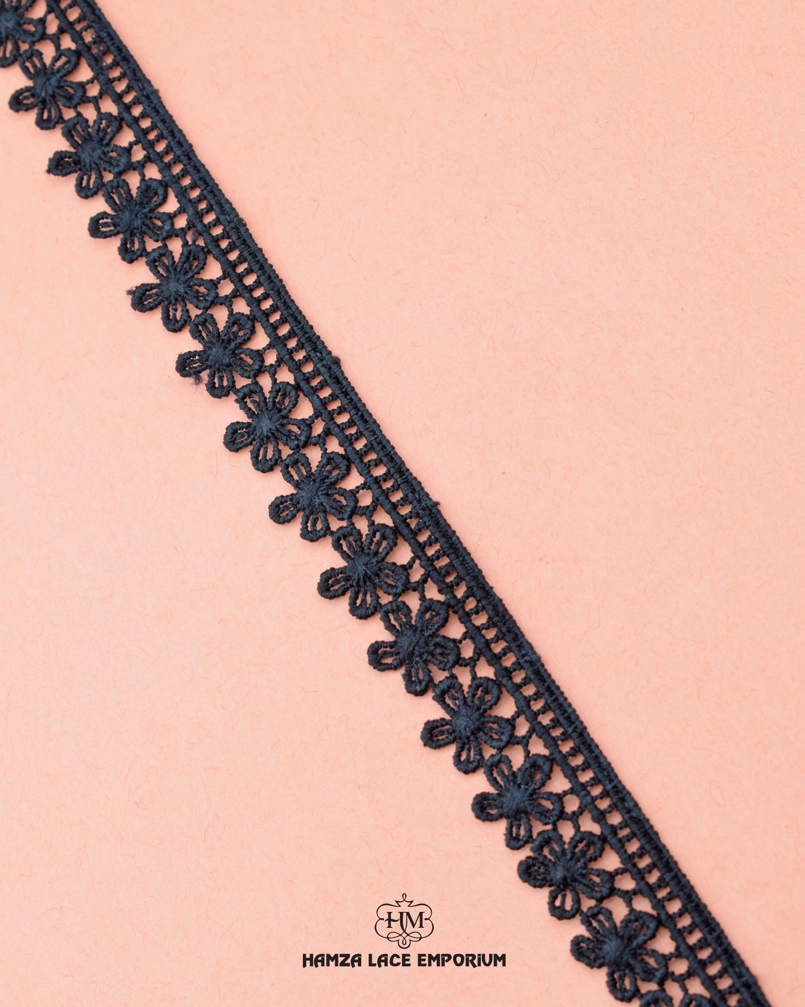 The black color product 'Edging Flower Lace 16174' is displayed with the brand name ' Hamza Lace' written at the bottom