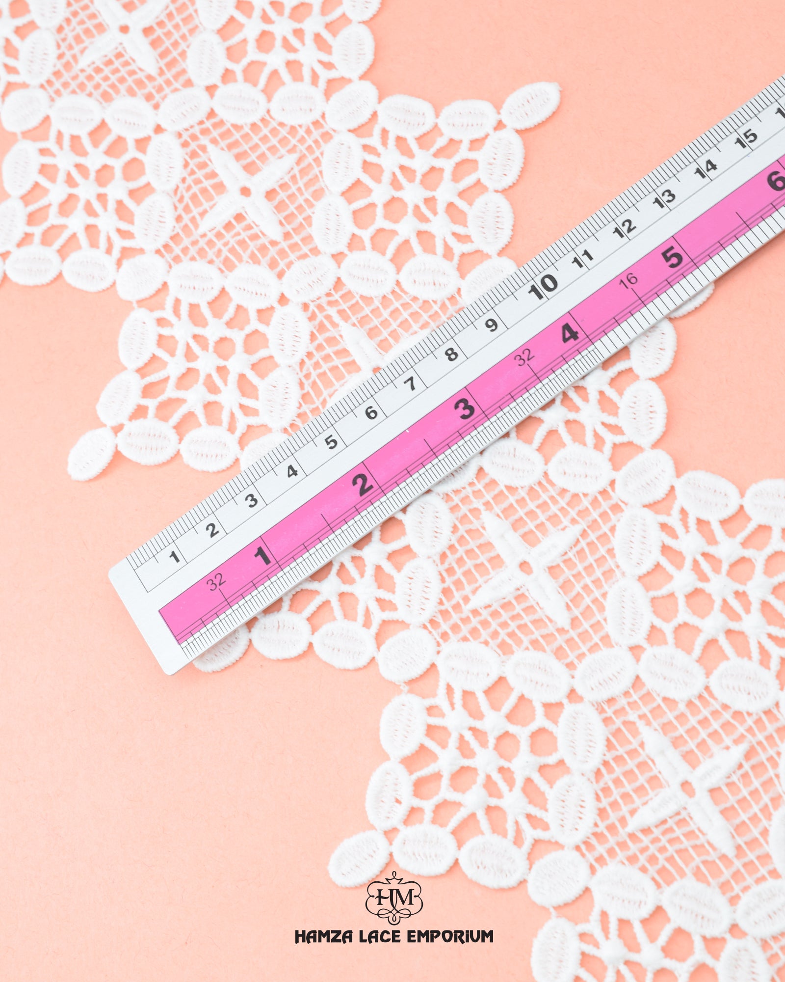 Size of the 'Center Filling Lace 17186' is given as '1.25' inches by placing a ruler on it