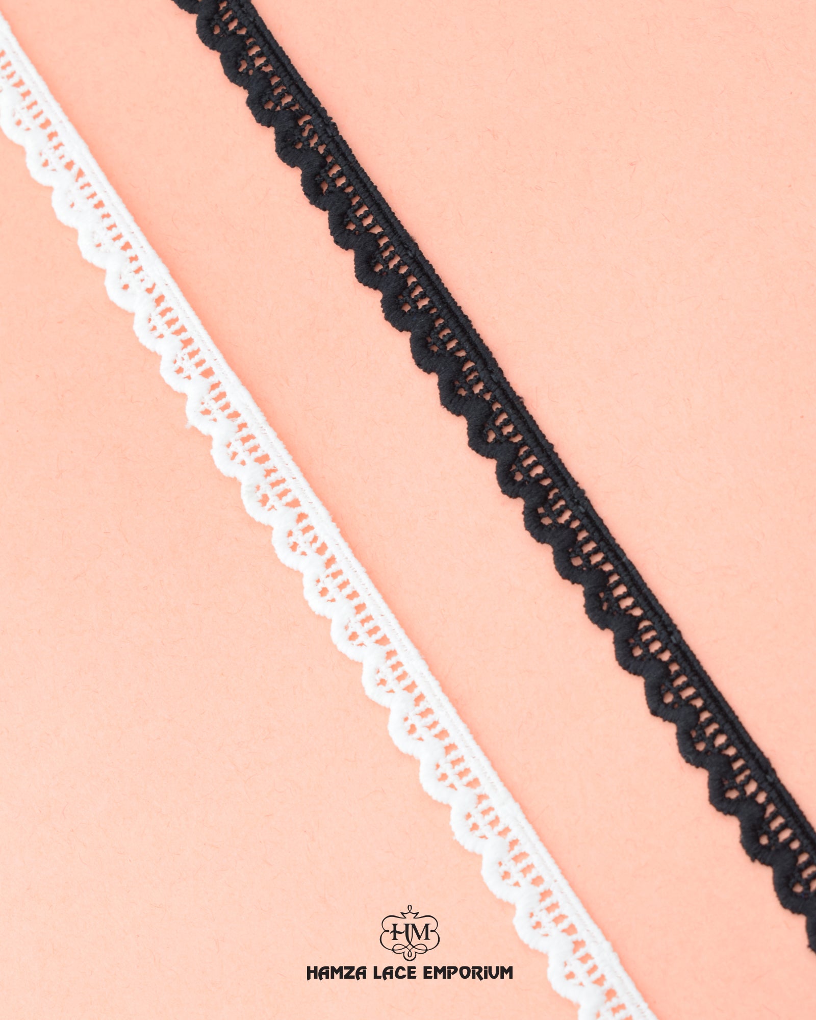 Two different colors of the product 'Edging Lace 17578' are displayed and the brand name ' hamza lace' is written with the logo on it
