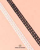 A white piece of the 'Two Side Border Lace 17783' on a pink background and the 'Hamza Lace' sign and logo at the bottom is written with black color color