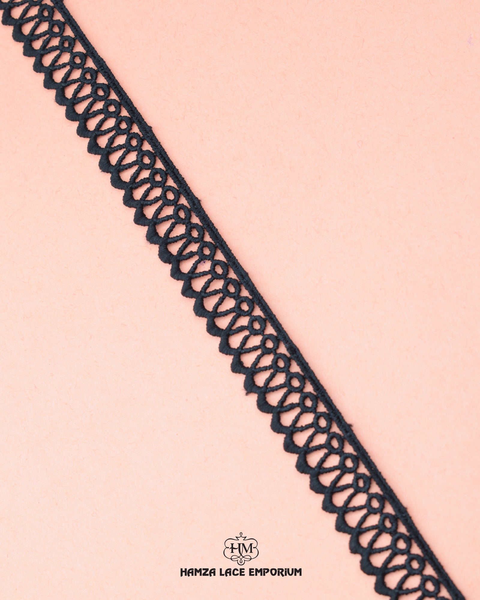 Closed look of the black color 'Edging Lace 1869' with the sign 'Hamza Lace' at the bottom