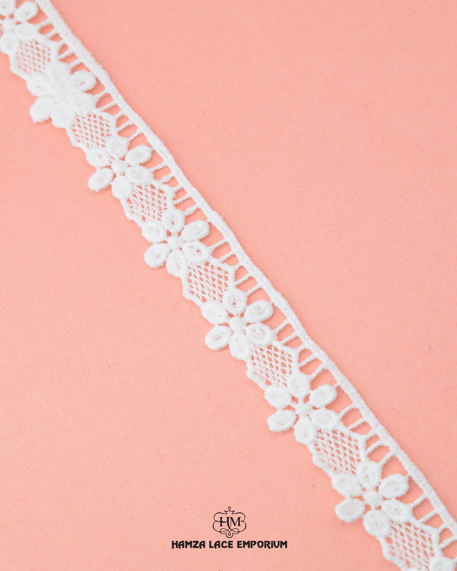 The white 'Edging Flower Lace 2129' with the 'Hamza Lace Emporium' sign and logo