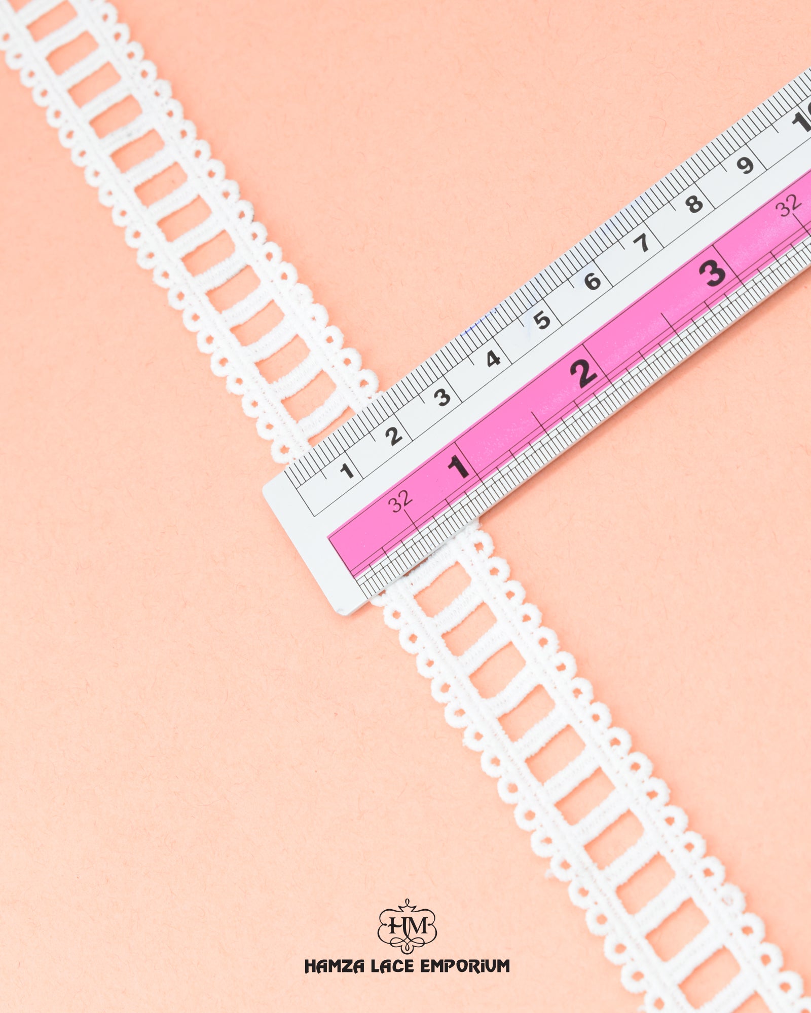 The 'Two Side Ladder Lace 21828' size is given by placing ruler on it