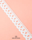 A white piece of the 'Edging Scallop Lace 22572' on a pink background and the 'Hamza Lace' sign and logo at the bottom is written with black color color