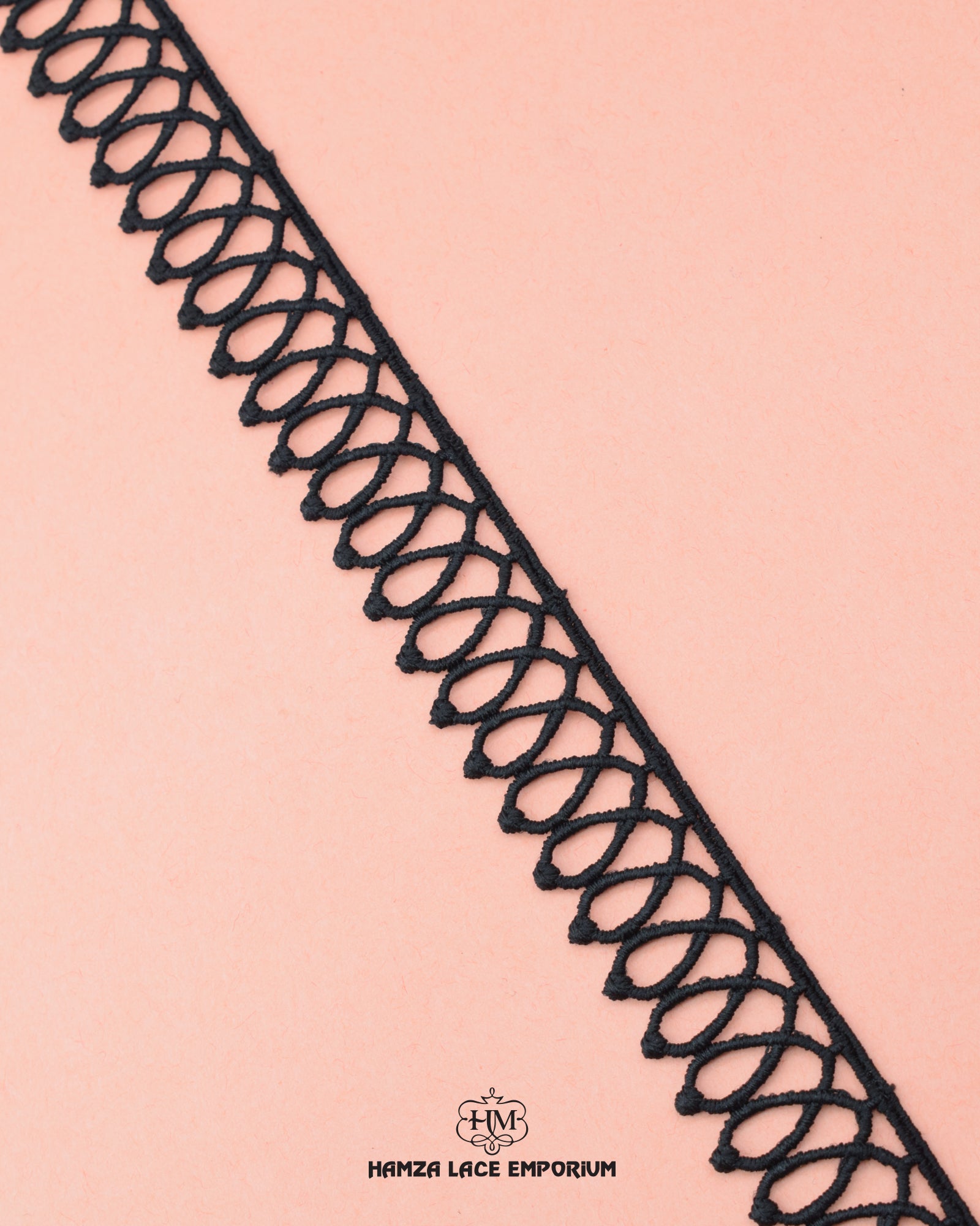 The black color 'Edging Loop Lace 22628' is  on a pink background