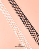 one black and one white 'Edging Loop Lace 22628' is on a pink color piece of cloth and the brand name 'Hamza lace' is written a side