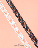 One black and one white piece of the 'Edging Loop Lace 22629' with the 'Hamza Lace' sign 