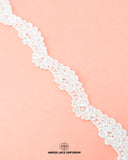 The white 'Edging Scallop Lace 22681' is on a pink piece of cloth with the brand name ' hamza Lace' written at the bottom