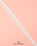 A white piece of the product 'Edging Scallop Lace 22730' is on a pink background and the brand name 'hamza lace' and logo are printed at the bottom