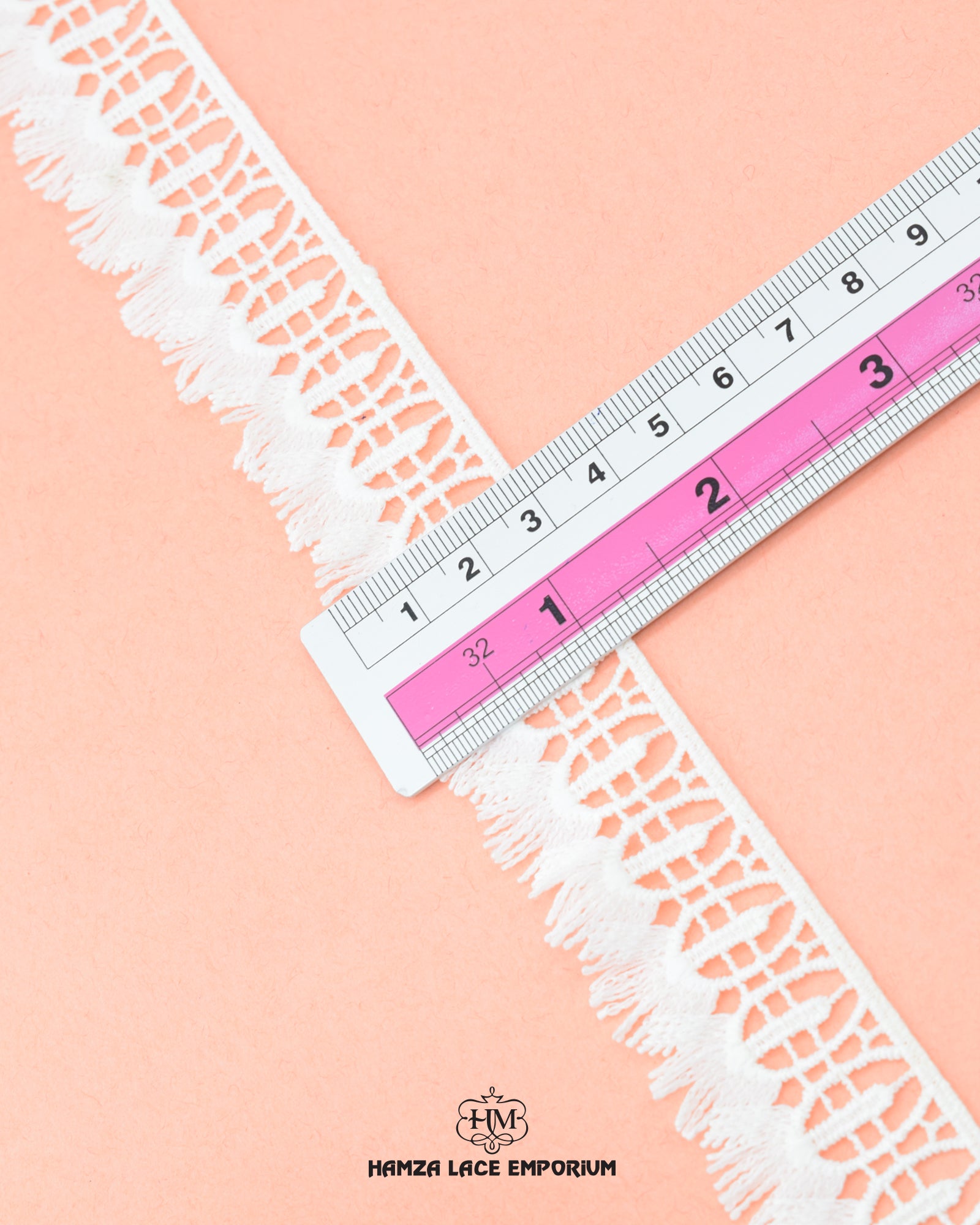Size of the 'Edging Jhaalar Lace 23344' is shown as '1.25' inches with the help of a ruler