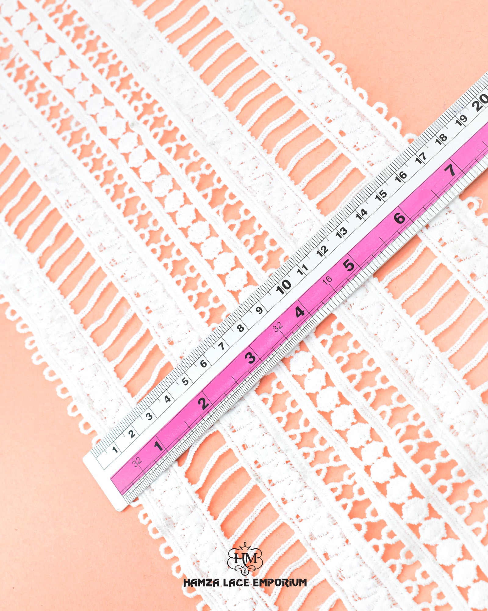 Size of the 'Center Filling Lace 23383' is given as '7' inches by placing a ruler on it