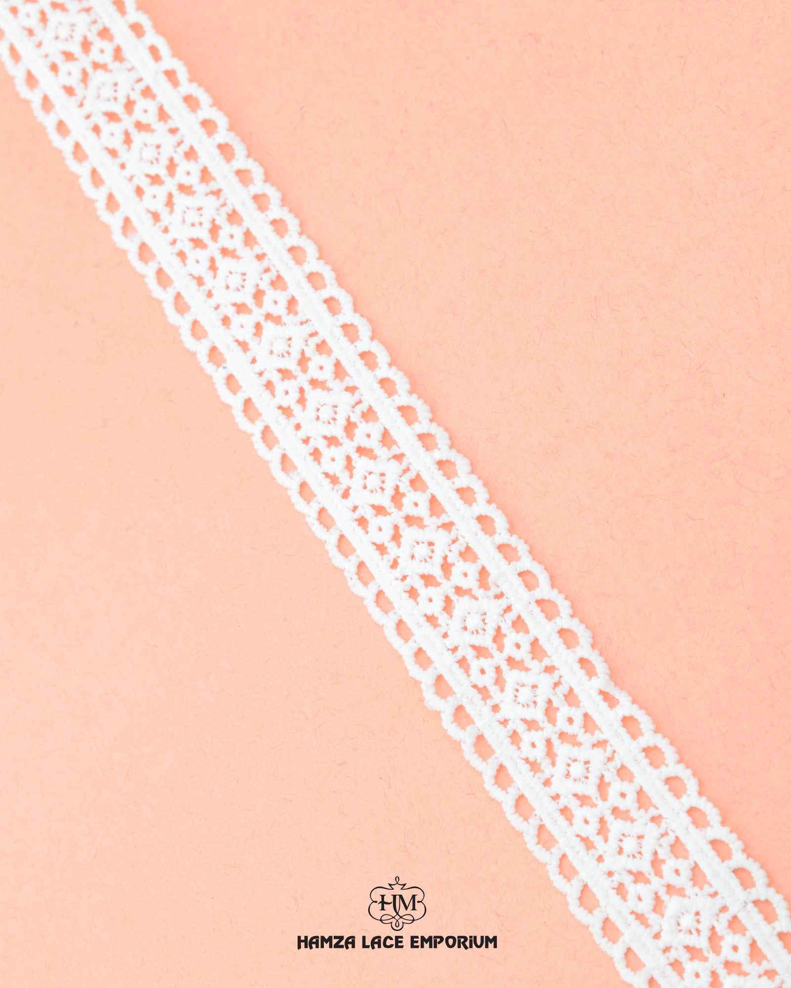 'Center Filling Lace 23421' is on a pink background and the Hamza Lace logo at the bottom