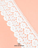  A white 'Edging Flower Lace 23444' with the brand name "Hamza Lace' and logo printed at the bottom