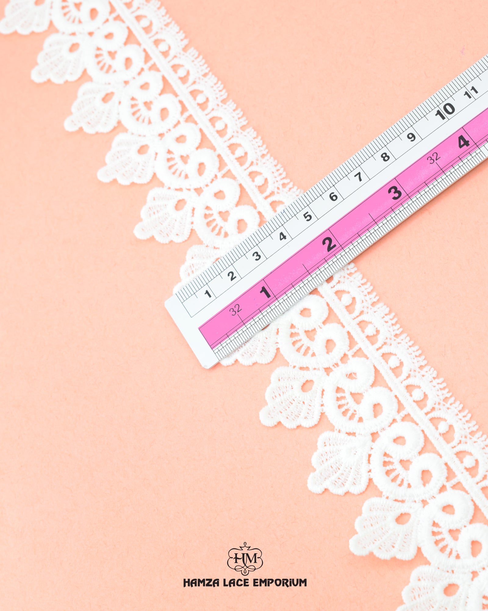 Size of the 'Edging Lace 23452' is given as 2 inches with the help of a ruler