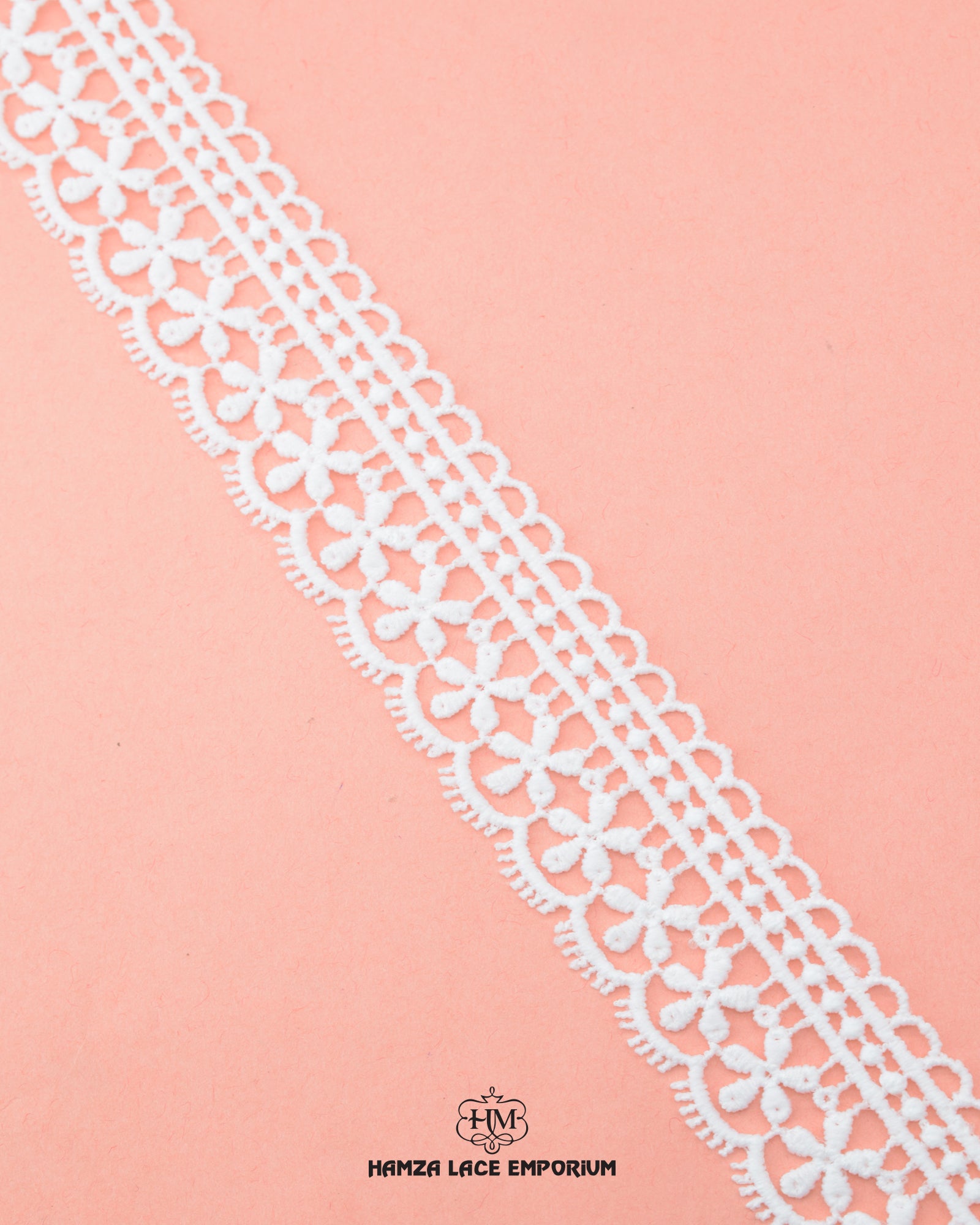 The white color 'Edging Flower Lace 23569' with the 'Hamza Lace' sign