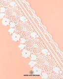 A white piece of the 'Edging Flower Lace 4033' on a pink background and the 'Hamza Lace' sign and logo at the bottom is written with black color color