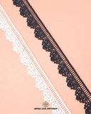 One Black and One  White piece of 'Edging Flower Lace 4529'  are placed in a row and the brand name  'Hamza lace' is written at the bottom