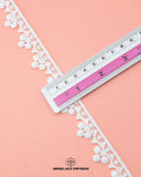 The white color 'Edging Ball Lace 6432' is pictured with a ruler which is  showing its size 0.75 inch