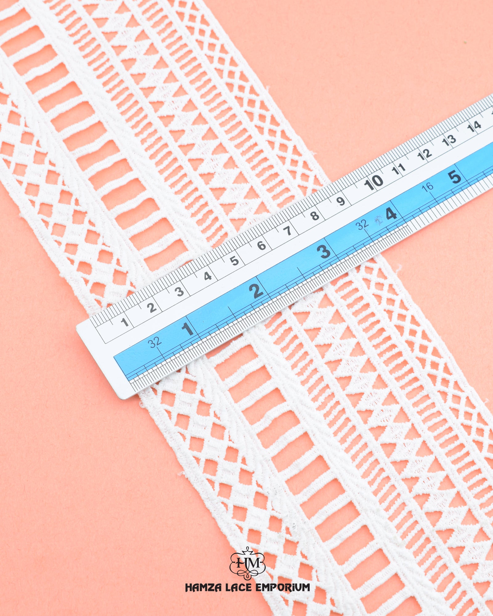 A ruler is showing the size of the 'Center Filling Lace 22656' as 3.5 inch