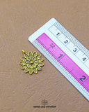 Elegant 'Flower Design Metal Button MA667' for Clothing (Size shown with ruler)