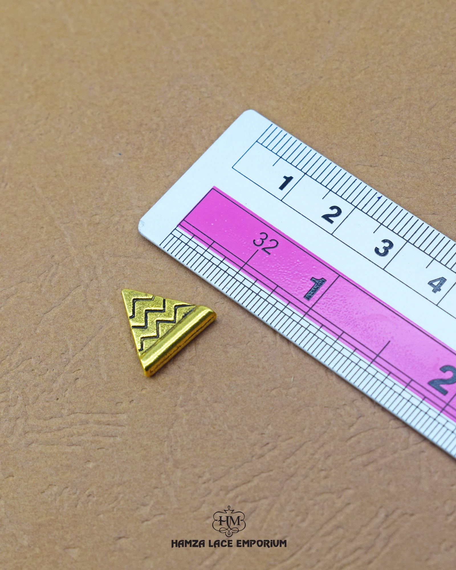 Elegant 'Triangle Design Button MA676' for Clothing (Size shown with ruler)