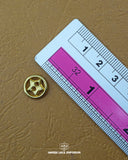 The size of the 'Star Shape Metal Button MB355' is measured by using a ruler