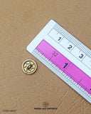 The dimensions of the 'Metal Suiting Button MB407' are determined using a ruler.