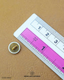 The size of the 'Black And White Metal Button MB413' is measured by using a ruler