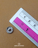 The size of the 'Silver Metal Button MB613' is measured by using a ruler