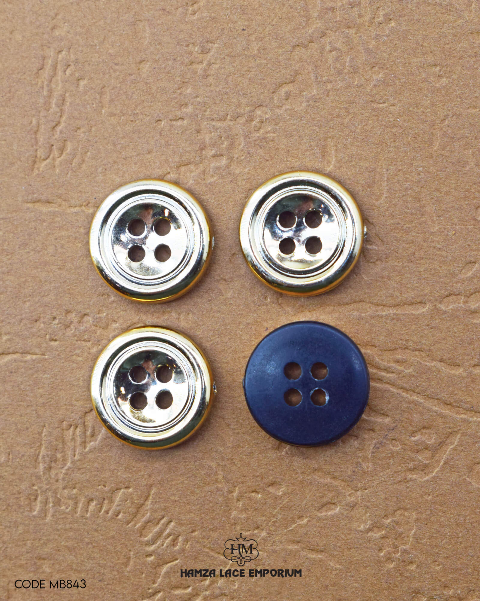 'Four Hole Golden Metal Button' by Hamza Lace - high-quality and stylish accessory for clothing and crafts