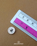 Size of the 'Metal Suiting Button MB858' is given with the help of a ruler