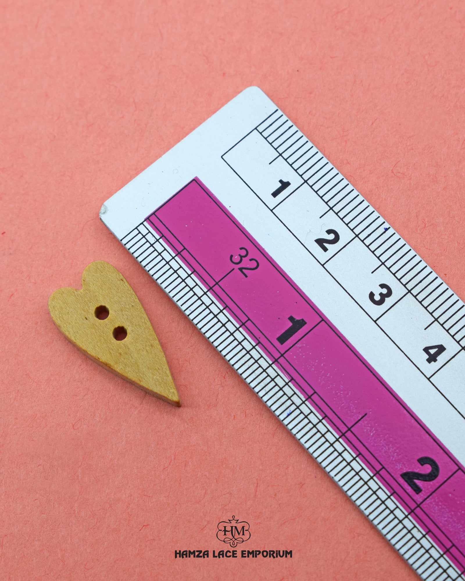 Size of the 'Wood Button WB118' is shown with a ruler