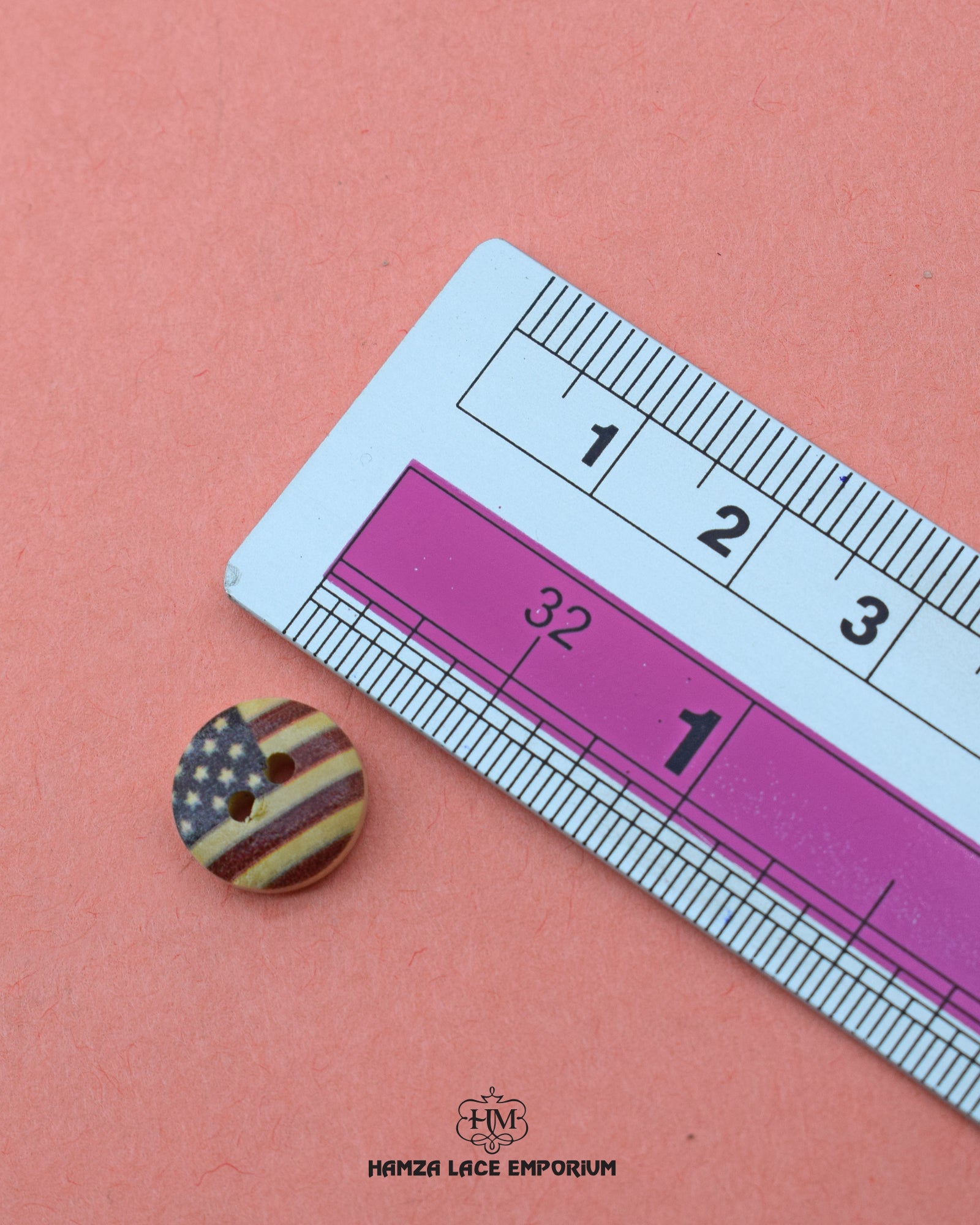Size of the 'Wood Button WB42' is shown with a ruler