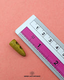 'Brown Wood Button WB48' with a ruler placed alongside it to showcase the size.