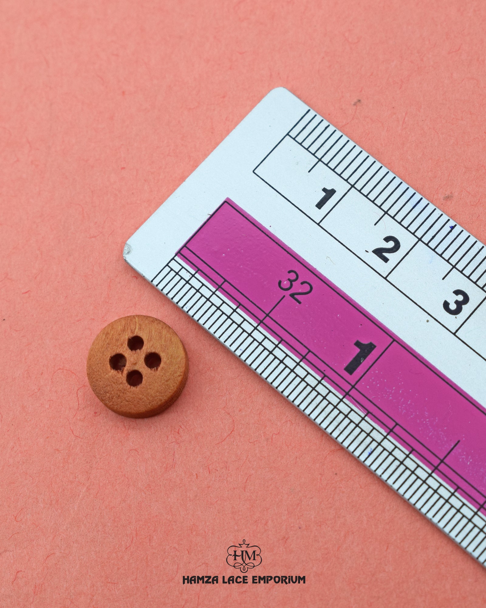 Size of the 'Circular Wood Button WB76' is shown with a ruler