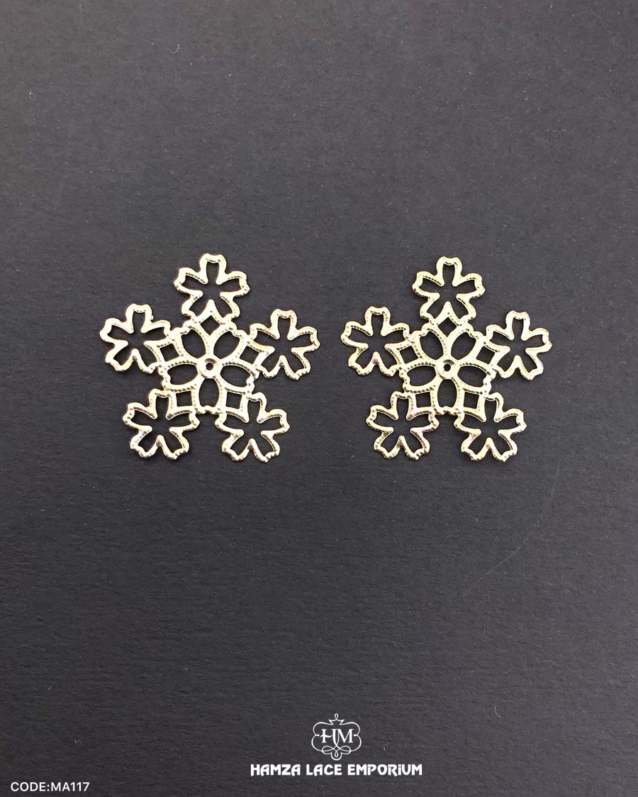 'Flower Design Metal Accessory MA117' and the Brand Name 'Hamza Lace' written at the bottom
