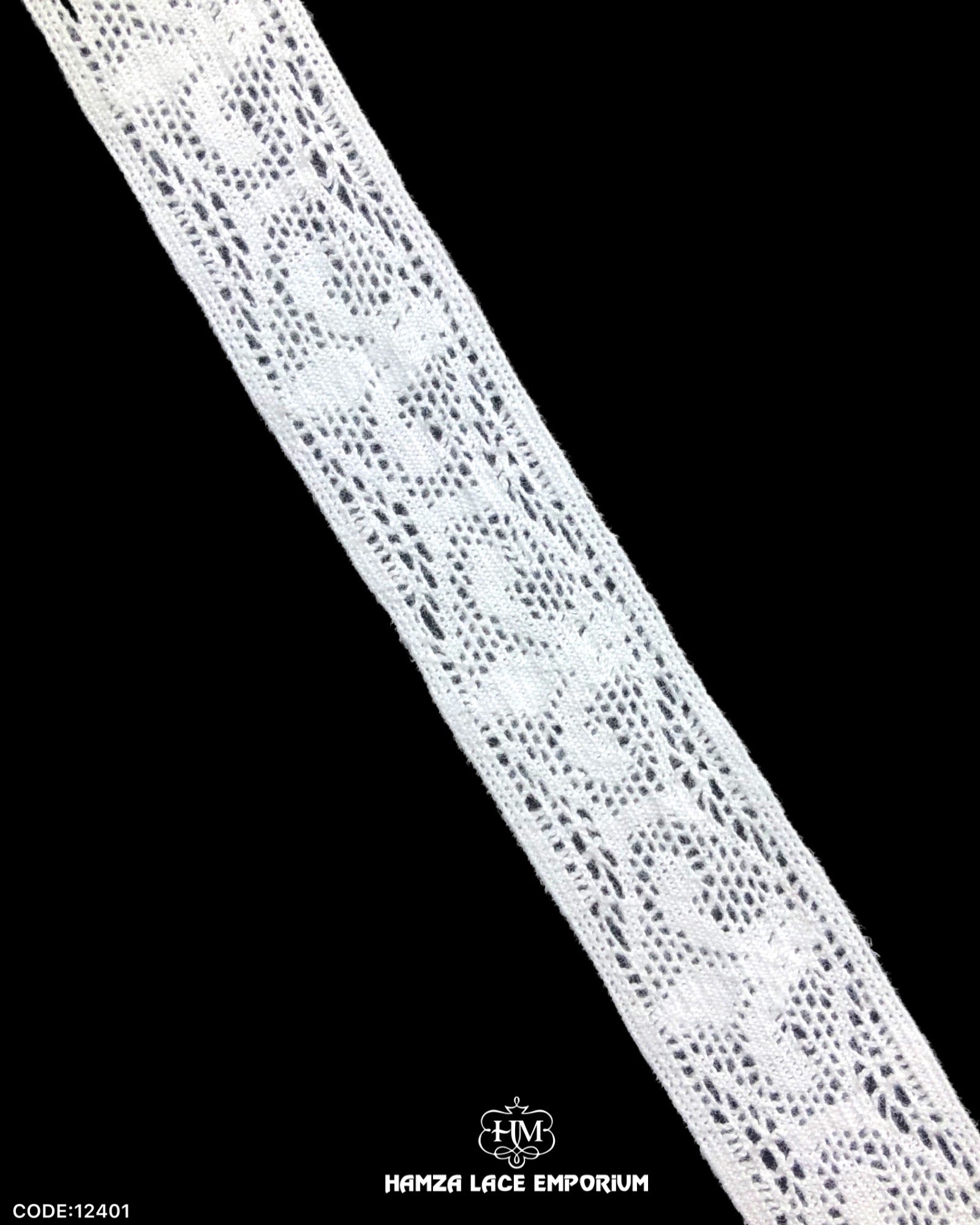 'Center Filling Crochet Lace 12401' with the name 'Hamza Lace' written at the bottom