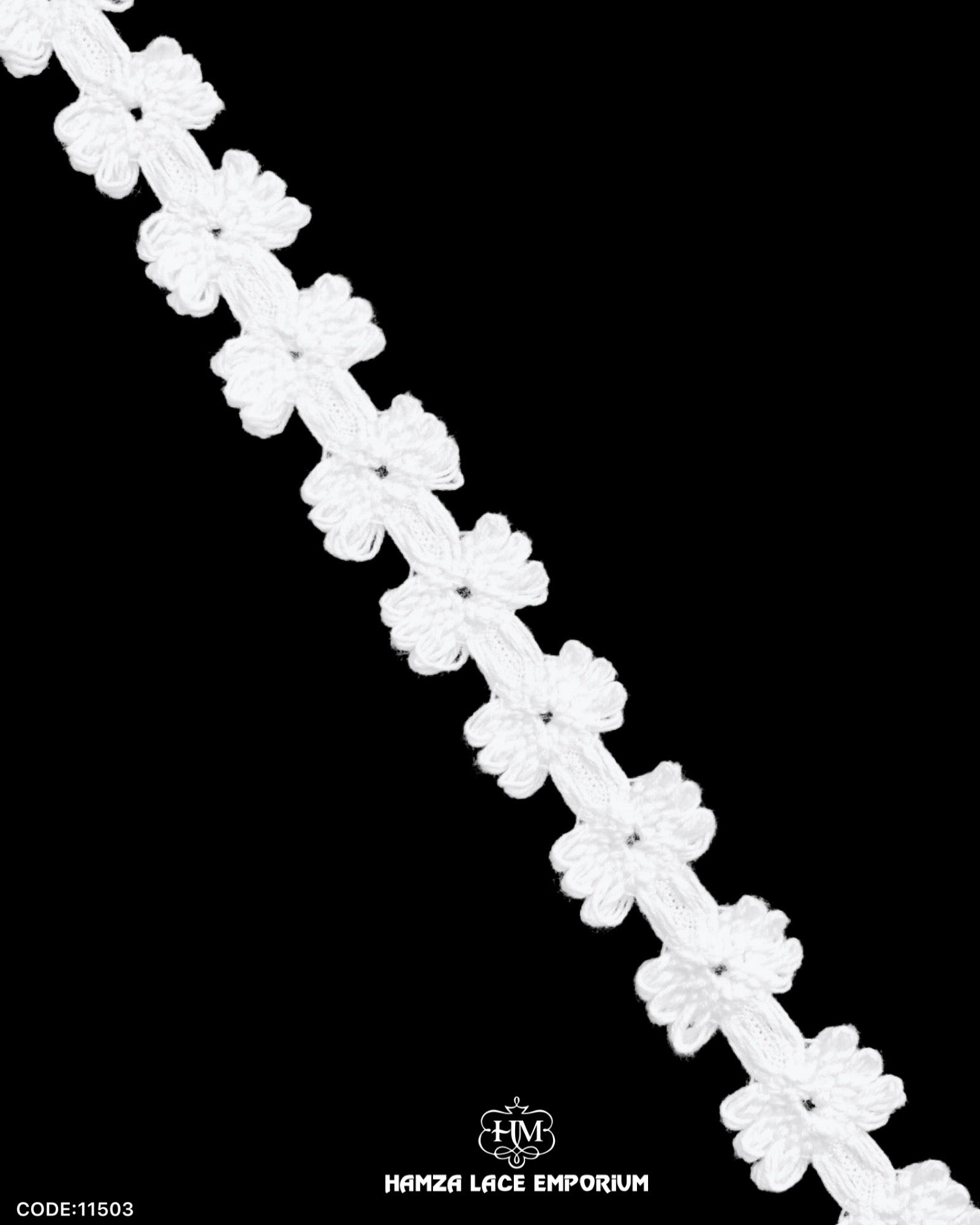 'Center Filling Crochet Lace 11503' with the brand name 'Hamza Lace' written at the bottom
