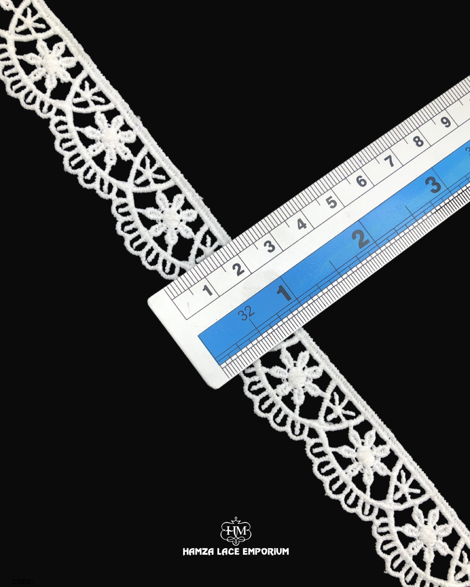 The size of the 'Edging Scallop Lace 6366' is shown with the help of a ruler