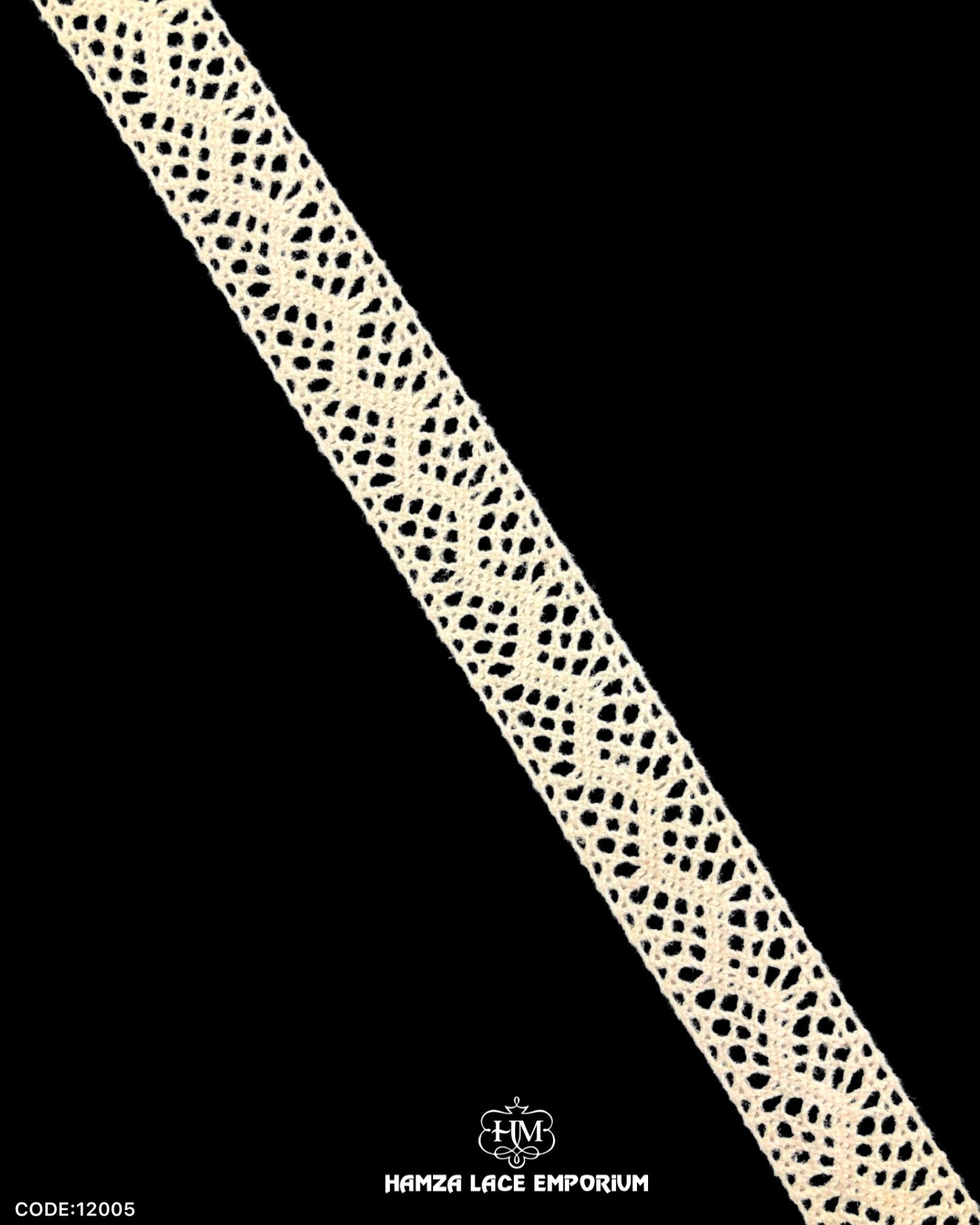 'Center Filling Crochet Lace 12005' with the brand name 'Hamza Lace' written at the bottom