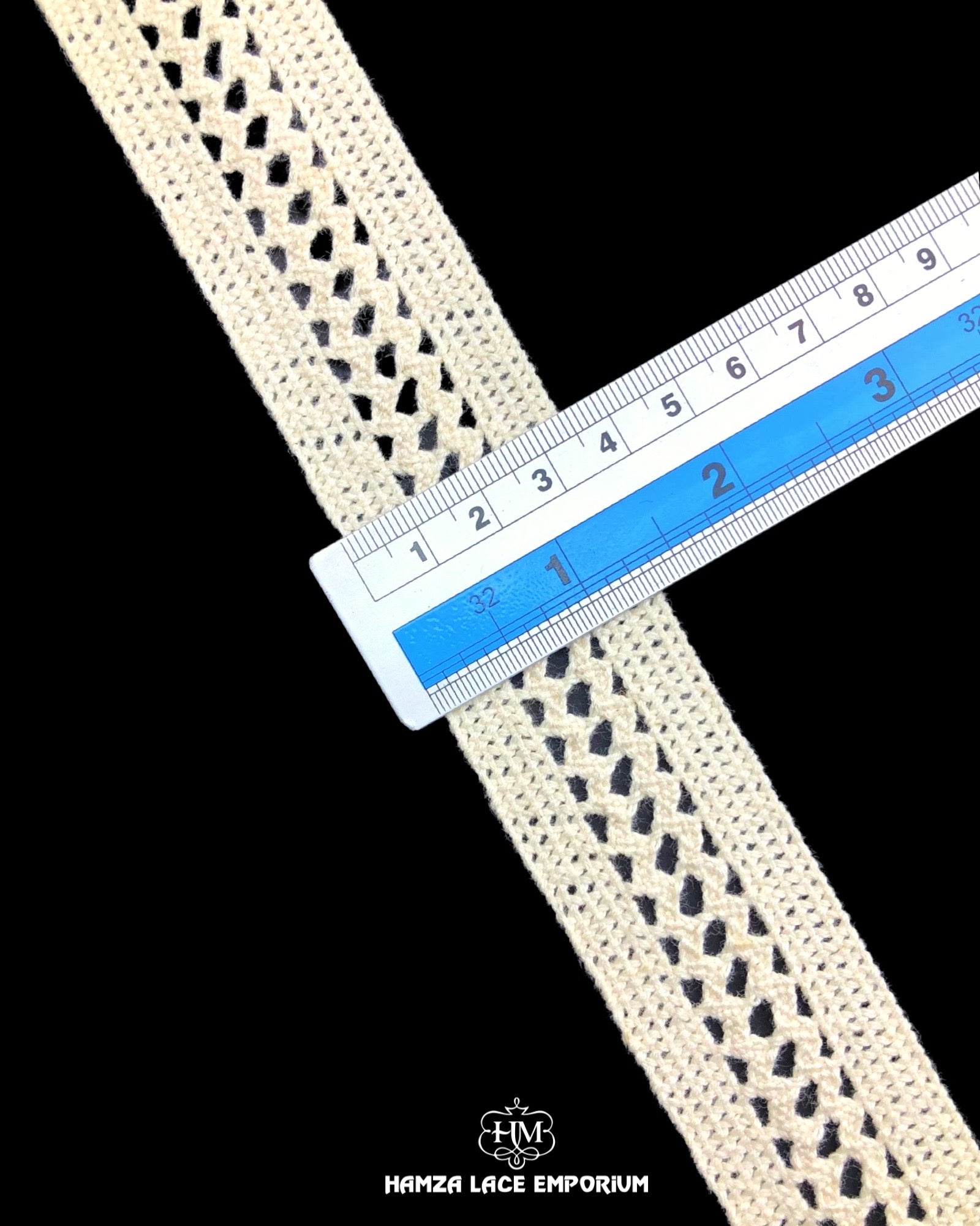 Size of the 'Center Filling Crochet Lace 22306' is shown with the help of a ruler as '1.5' inches